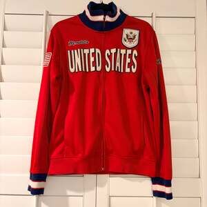 VTG Mondetta United States Men's Red Full Zip Track Jacket Olympic Fashion SzM